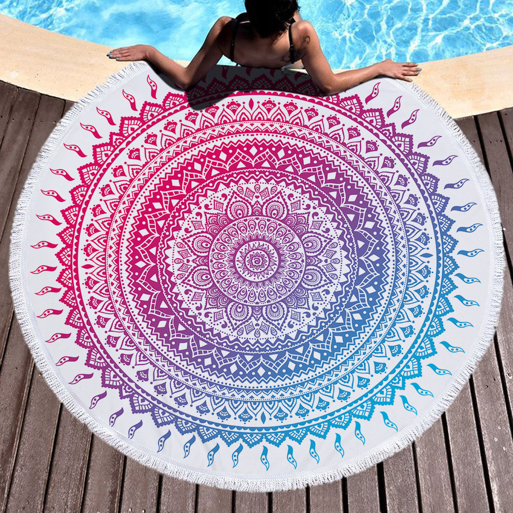 Nuevo estilo redondo Mandala estampado toalla de playa toalla de baño de microfibra cojín de patrón mandala