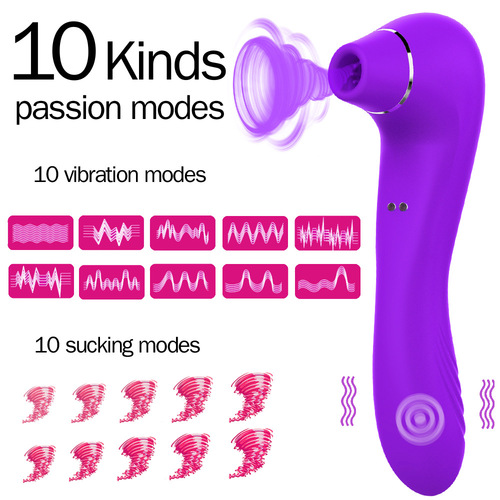 Second Tide Vibrator 10 Frequency Sucking Vibration Double-ended Female Honey Bean Stimulating Masturbation Device Sex Toys Wholesale Delivery