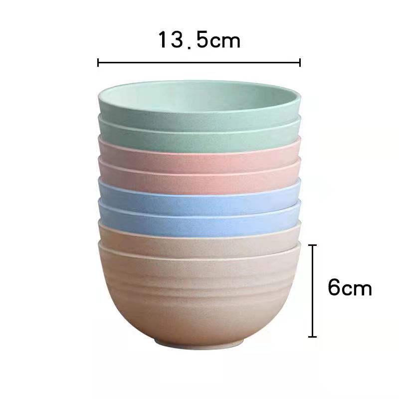 Trigo paja vajilla hogar de los niños arroz sopa tazón cuchara traje de plástico resistente a la caída tazón de fideos instantáneos regalo logotipo impreso