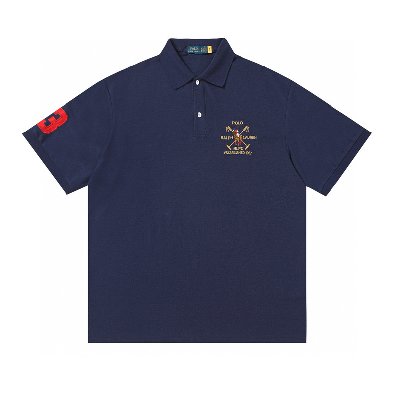 跨境拉夫三匹小马logo刺绣休闲赛马翻领Polo衫T恤短袖青年商务男|undefined