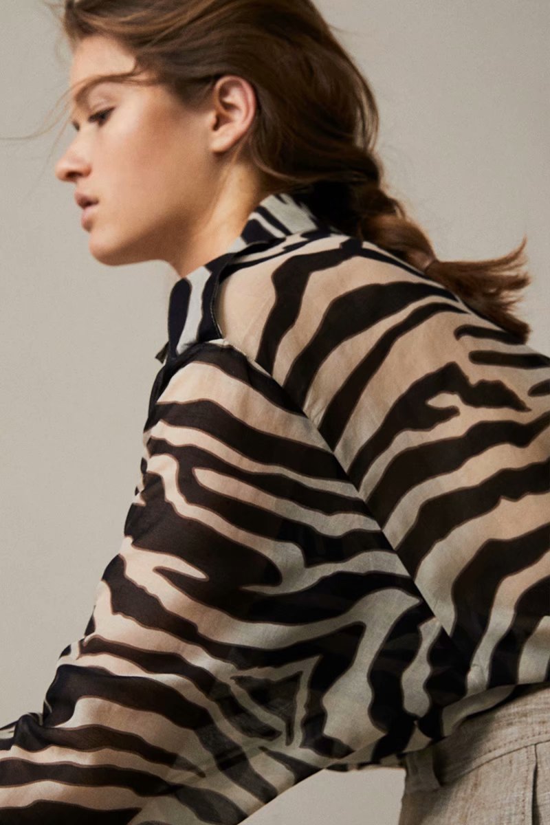 fashion retro zebra striped chiffon shirt  NSAM37997