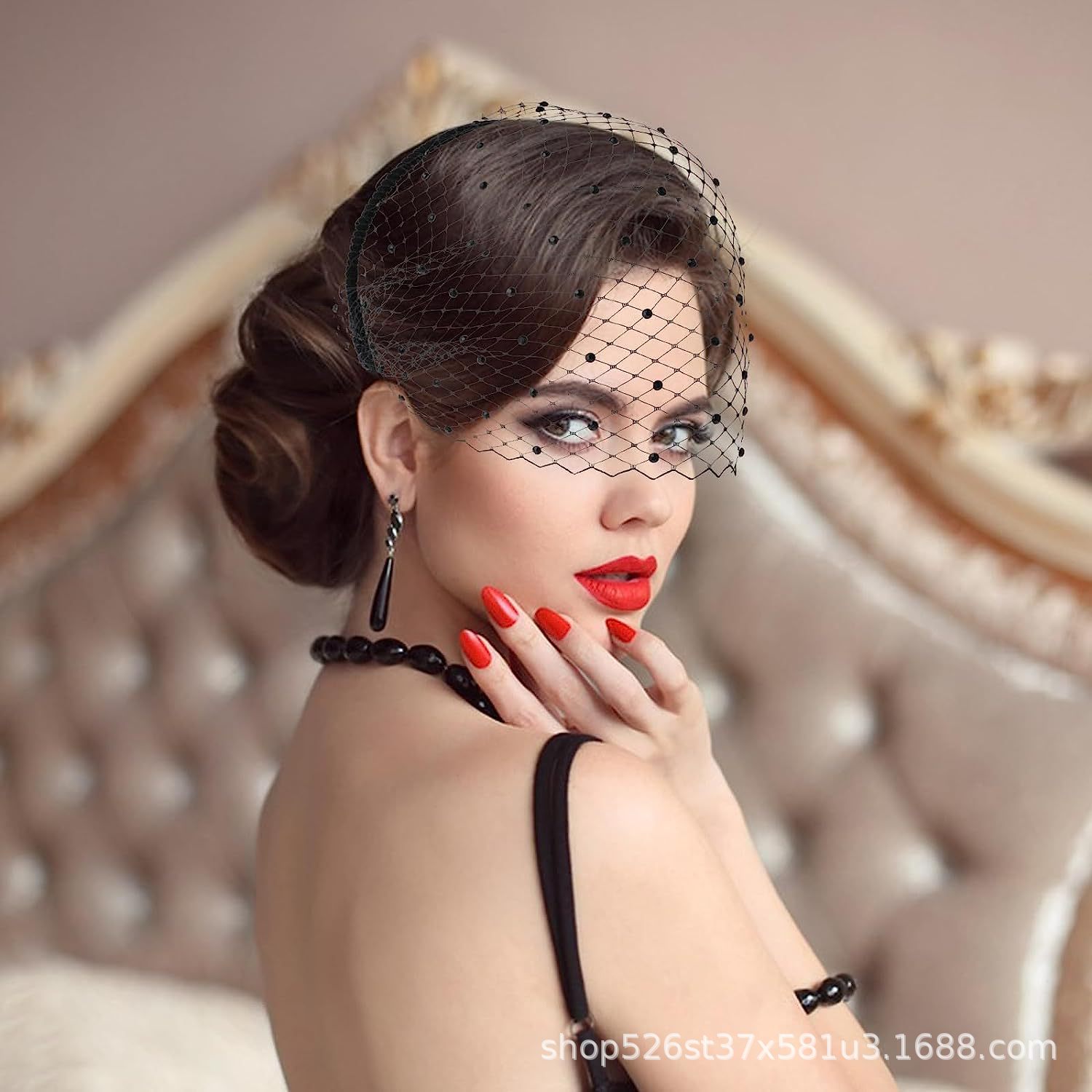 Europa y América Negro diamante velo diadema Amazon AliExpress al por mayor rhinestone velo accesorios para el cabello accesorios nupciales de la vendimia