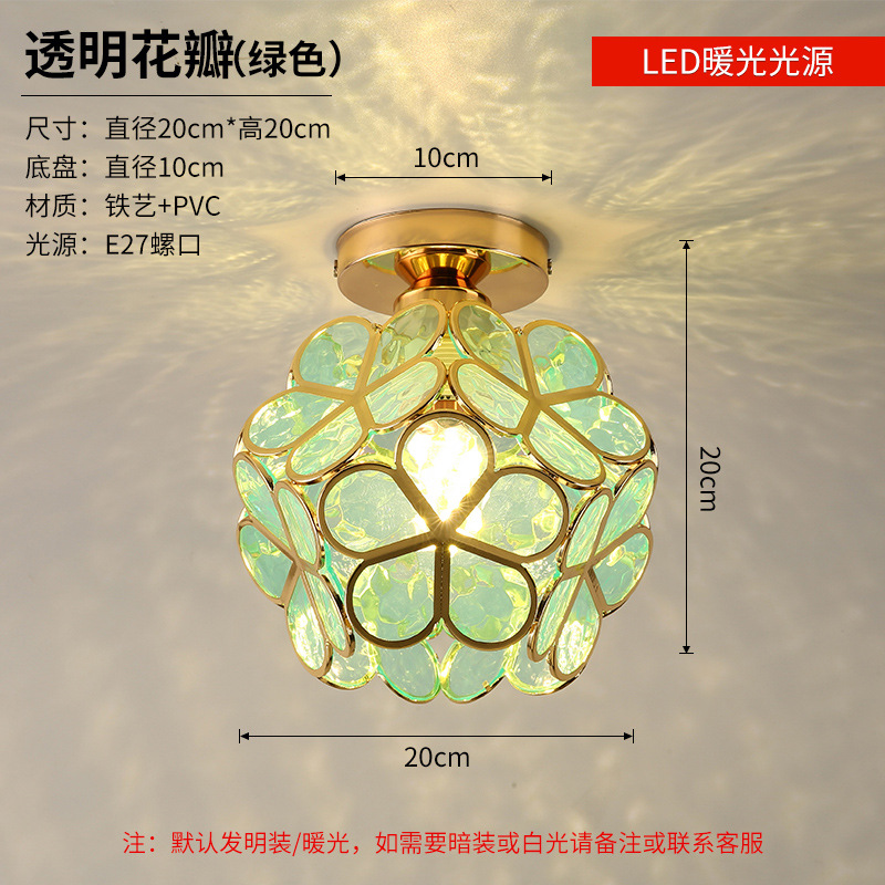 Lámpara de pasillo lámpara de pasillo balcón entrada hogar creativo Luz de lujo moderno simple cristal nórdico dormitorio lámpara de techo