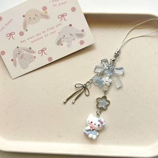 Creative Cartoon Meow Pendant Beaded Bow Ccd Pendant Chain Keychain Guben Card Book Trinkets