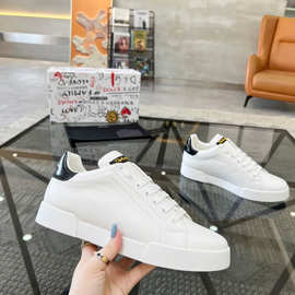 DG欧美真皮潮男板鞋新款高端字母时尚休闲鞋透气百搭轻奢小白鞋