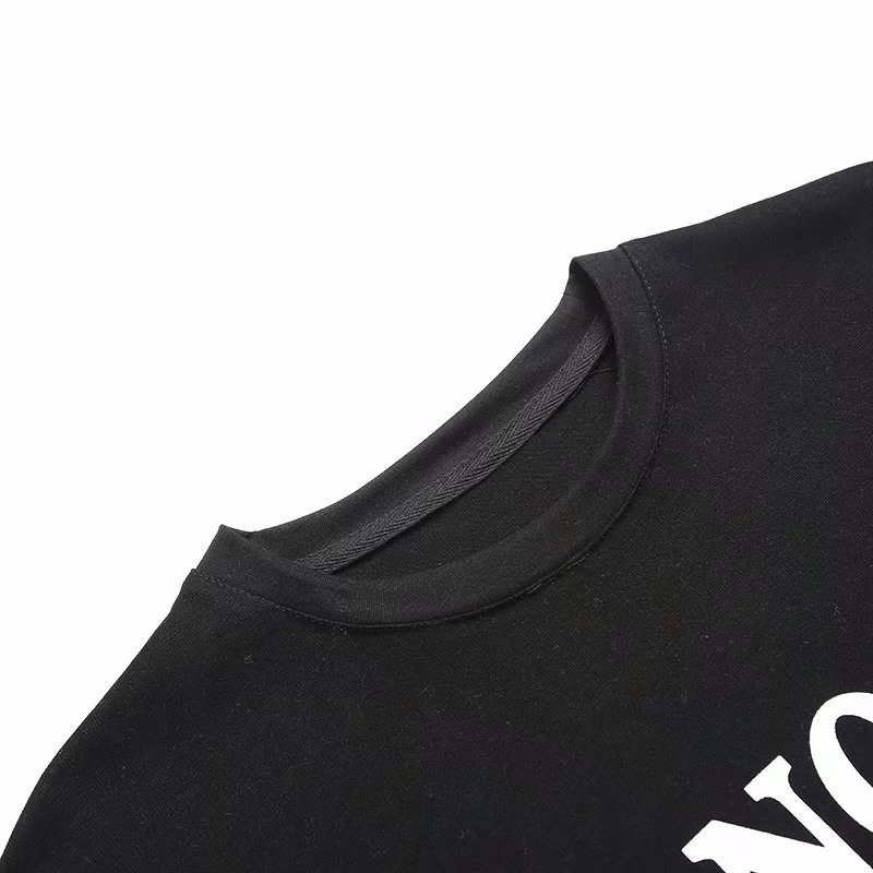 brushed letter round neck T-shirt  NSAM40205