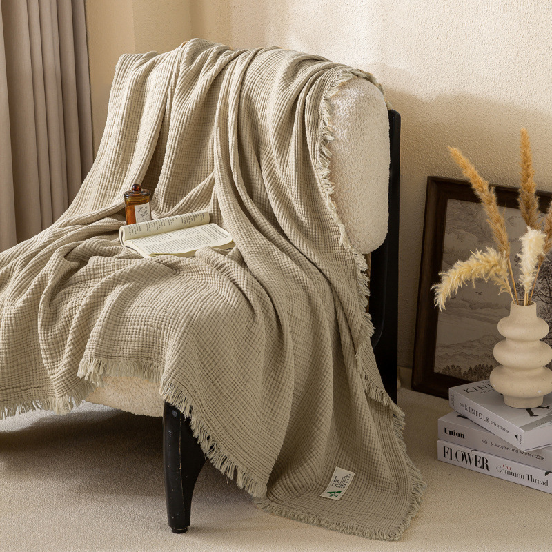 Cotton Knitted Su Flow Blanket Sofa Cover Blanket High-End Office Nap Decorative Blanket Retro Living Room Japanese Style