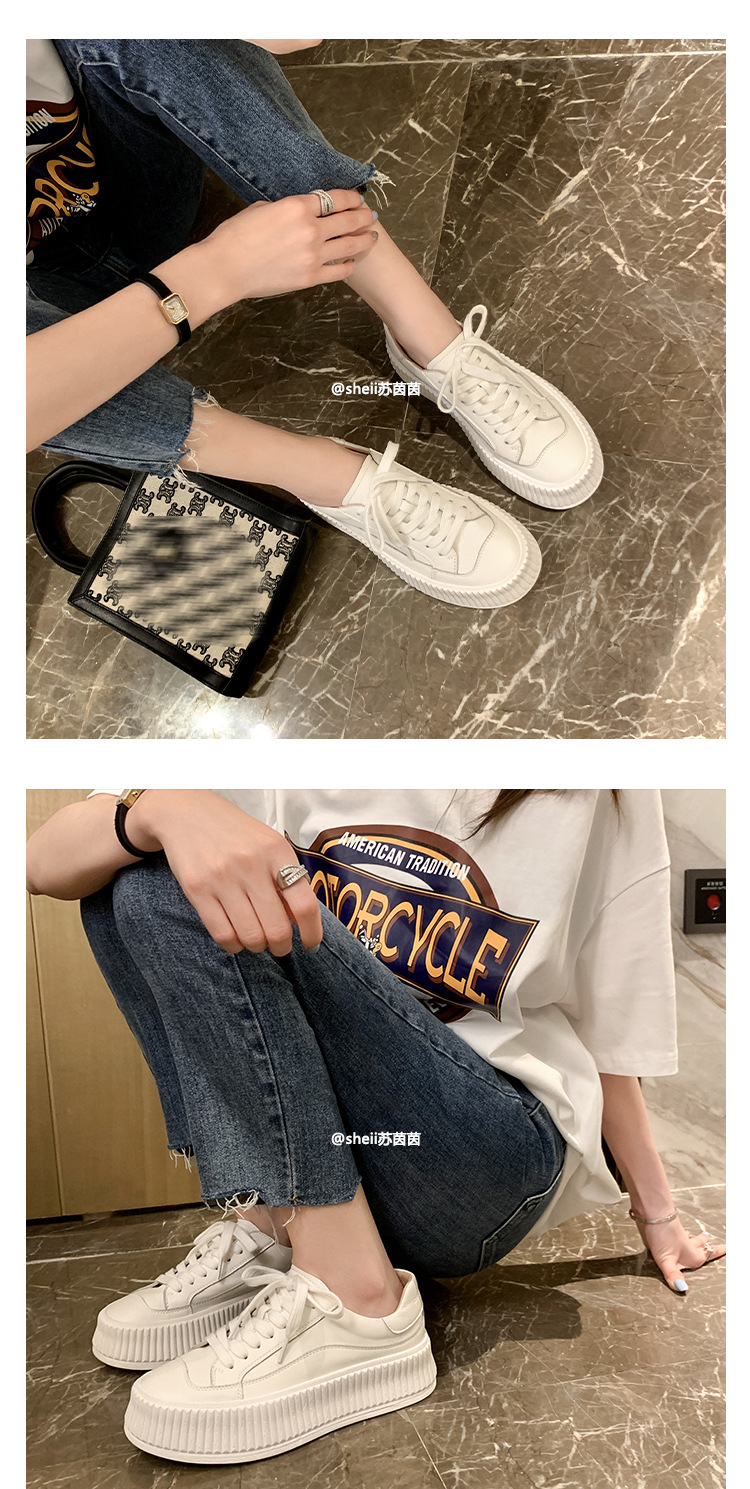 Piccole scarpe bianche in pelle Scarpe nuove Studenti estivi All-match da donna aumentano l'altezza piccole scarpe da tavolo casual scarpe biscotto con suola spessa_voghion.com