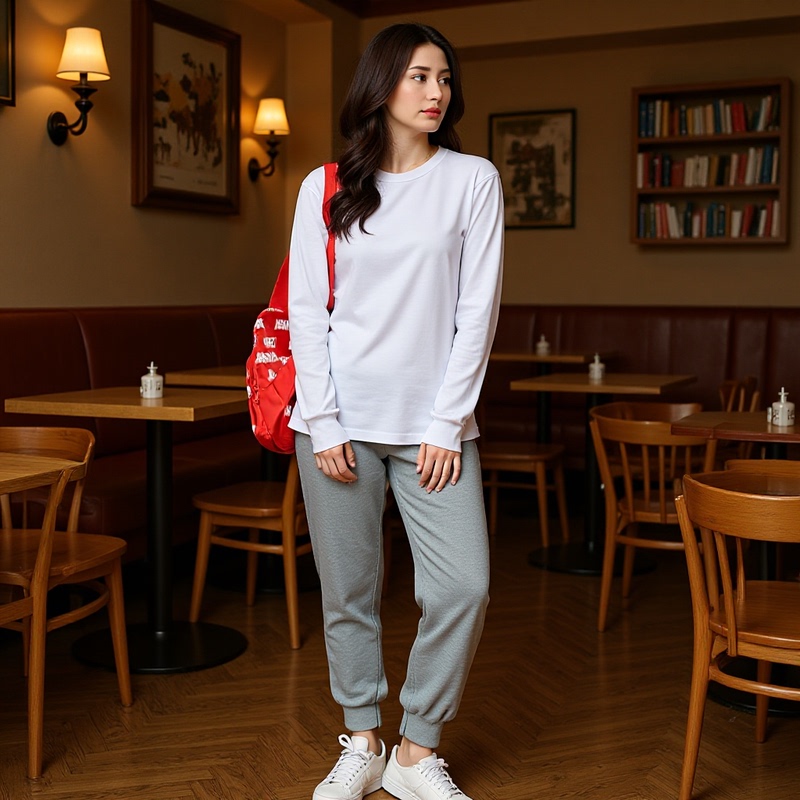 300g three-pin cotton sanding white long sleeve T-shirt loose large size Joker crew neck bottoming shirt women's autumn and winter