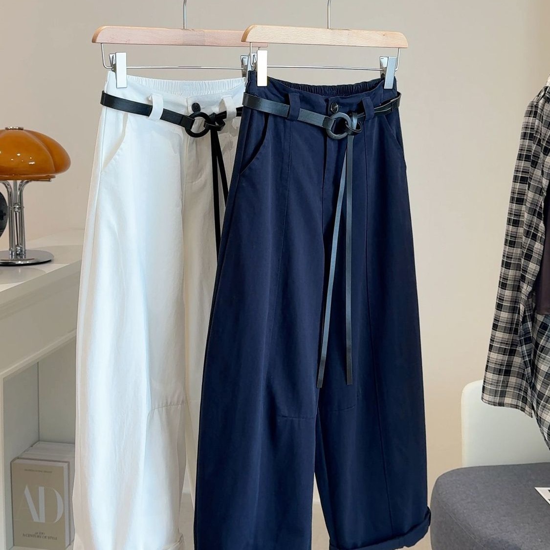 Petite Pear-Shaped Casual Wide-Leg Pants for Women 2025 Autumn Korean Style New High-Waisted Loose Slimming Cropped Carrot Pants