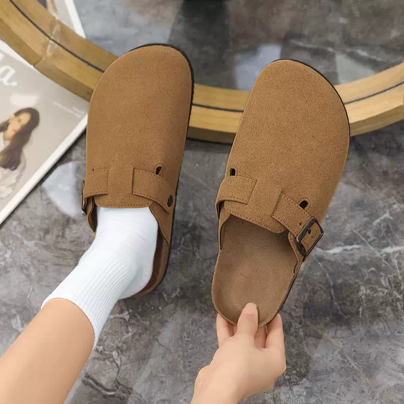 2025年新款外贸大码勃肯女鞋厚底软木拖低跟包头拖鞋女休闲罗马鞋