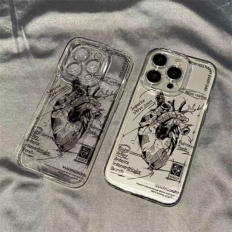 Estilo explosivo transfronterizo para iphone16promax funda para teléfono móvil corazón Apple 15 Europa, América 14pro Japón y Corea 13/12