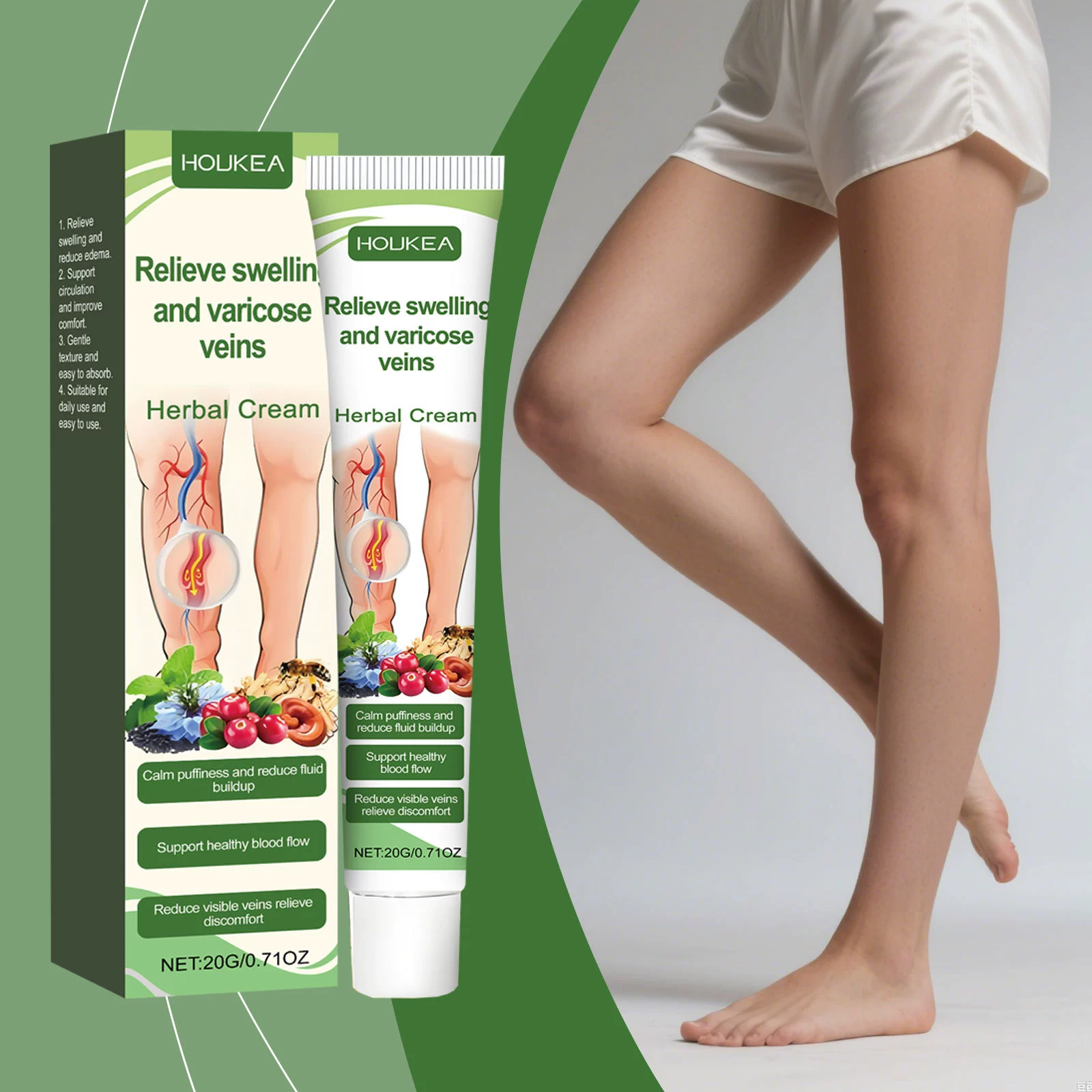 HOUKEA Крем для ухода за ногами Травяная эссенция Нежный уход за кожей ног Гладкий натуральный крем для ежедневного ухода