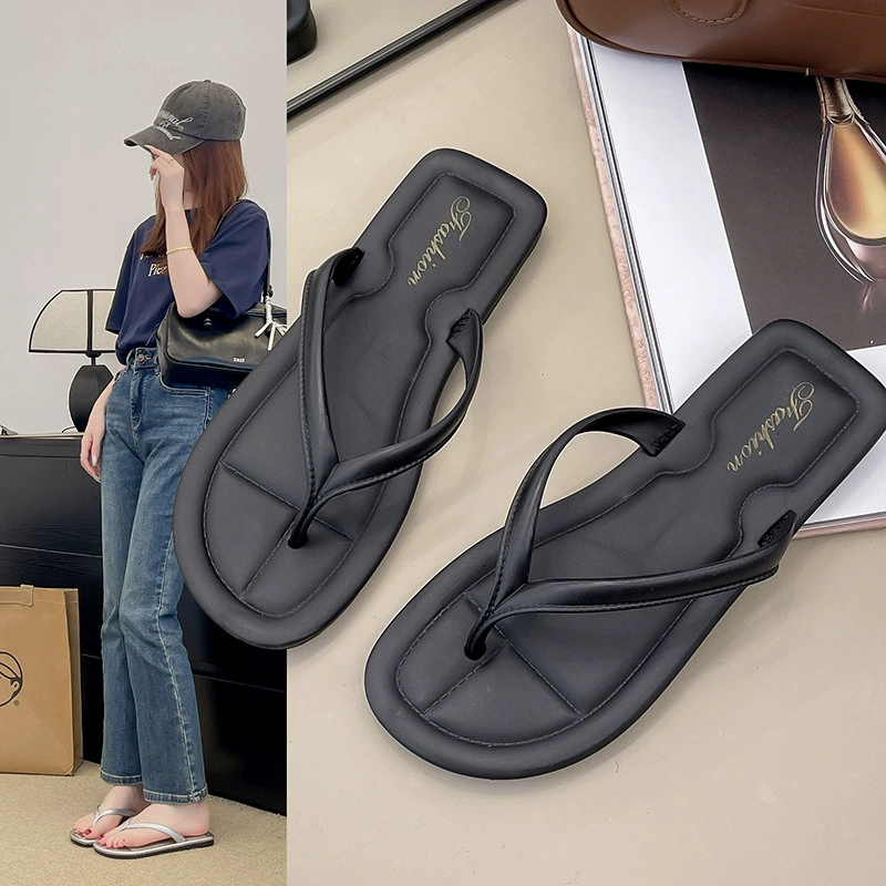 Шлепешки Летняя мода 2024 сети красный новый плоский фон повседневная нескользящая пляжная обувь сандалии