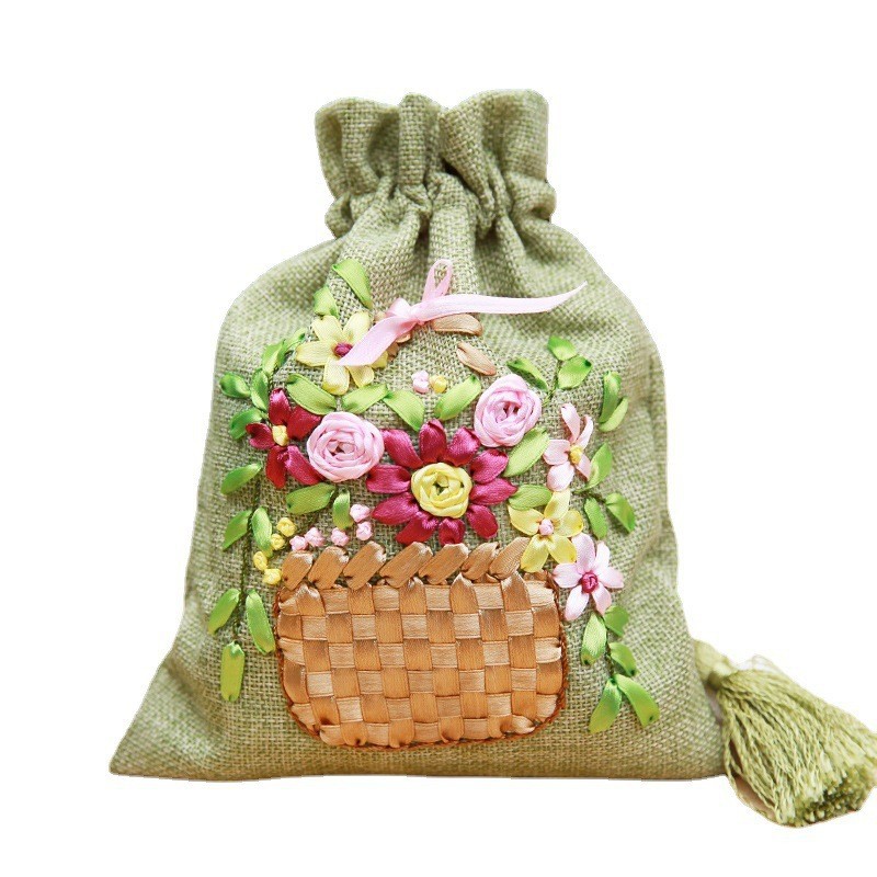 Jinhao bordado hecho a mano material de bricolaje bolsa Cordón portátil Lu bordado cosmético bolsa no Cruz puntada bolsa de almacenamiento