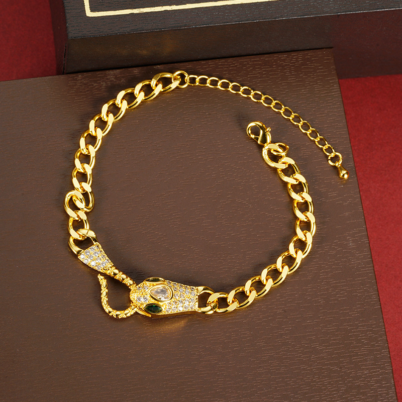 Gufa Sha Gold Zodiac Serpente Personalidad Joyas Collar pendientes de orejas Anillo de la mujer doblado Año de la Serpente Accesorios versátiles