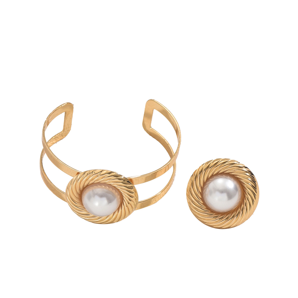 Geometriskt armband med ring i set med pärlor_voghion.com