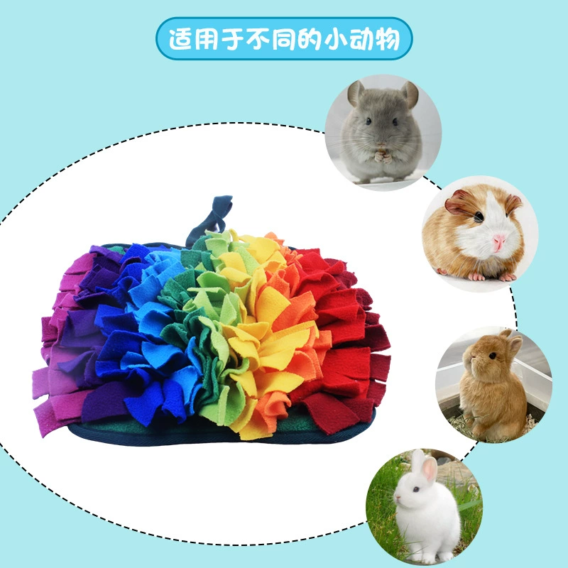 Коврик для обнюхивания мелких домашних животных, игровой коврик, коврик для кроликов, коврик для поиска корма для хомяков, шиншилл, морских свинок, коврик для обнюхивания радужной травы, снимающий настроение.
