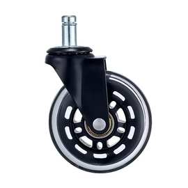 透明脚轮插杆pu办公椅家具轮静音耐磨滚轮轱辘3寸万向静音轮