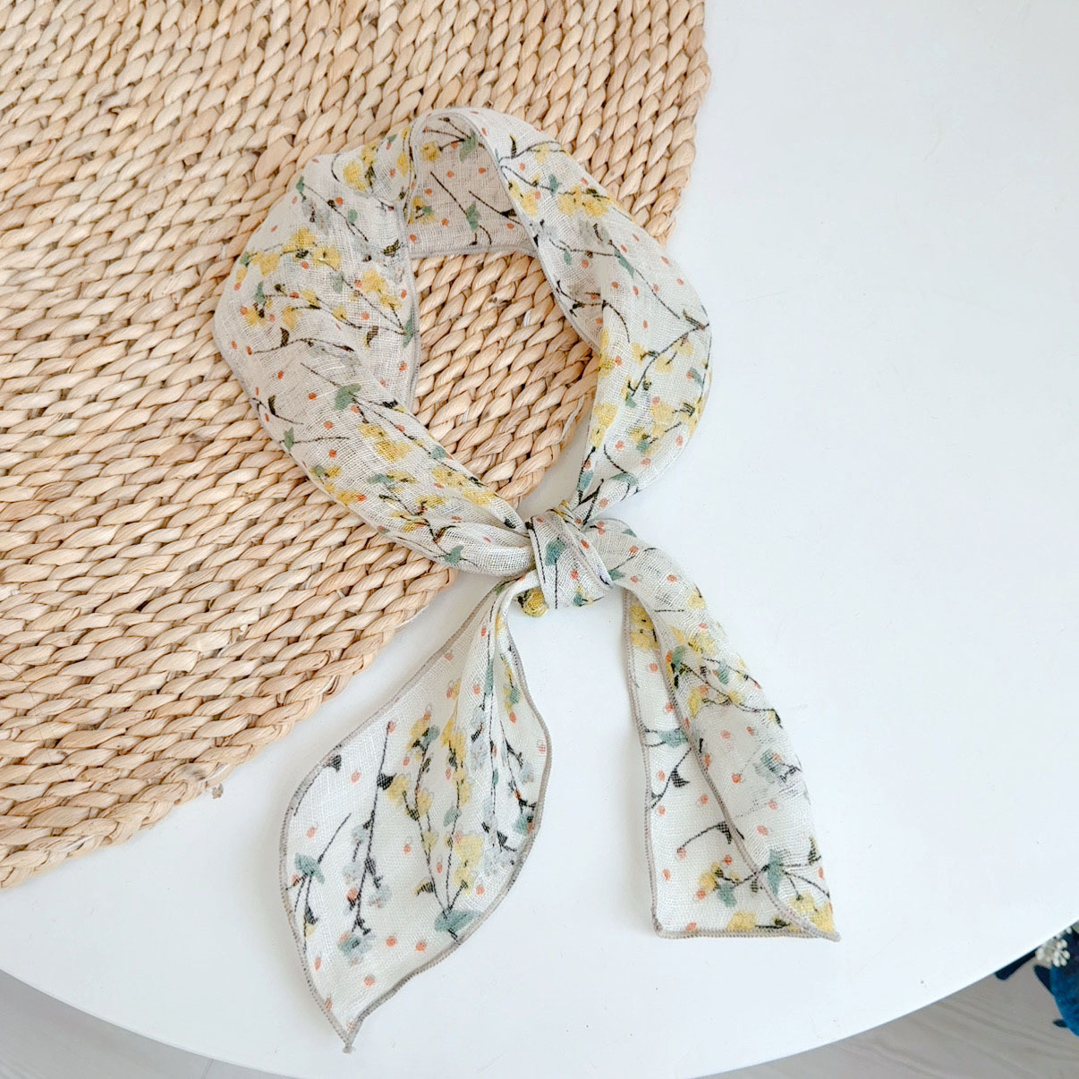 린넨 플로럴 스카프 10*103cm