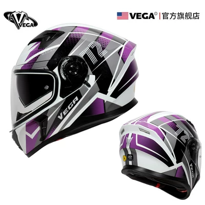 Kempinq və səyahət — and Women, Bluetooth Full-Face Helmet - m-72-purple-comes-with-anti-fog-patch-black-film-headgear-nose-protection-helmet-bag