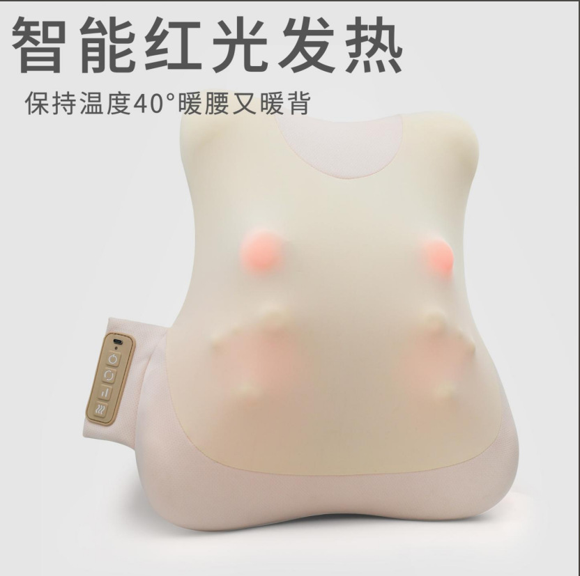 Nueva cintura almohada de masaje eléctrica inteligente oficina hogar coche amasado percusión compresa caliente masajeador de espalda integrado image 5