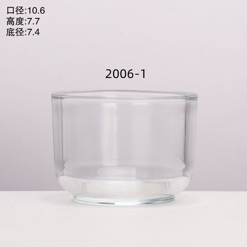 メーカー卸売透明なガラスのろうそくのコップの厚い底の自家製のアロマガラスの燭台の寝室の燭台の香りの置物|undefined