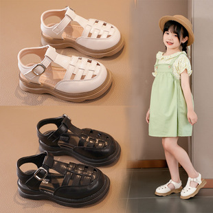 Girls' Shoes Children's Princess Baotou Sandals 2025 New Summer Style Baby Girls Soft Sole Roman Big Children