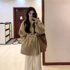 驼色呢子大衣女款2025新款秋冬高级感宽松小个子早春立领毛呢外套