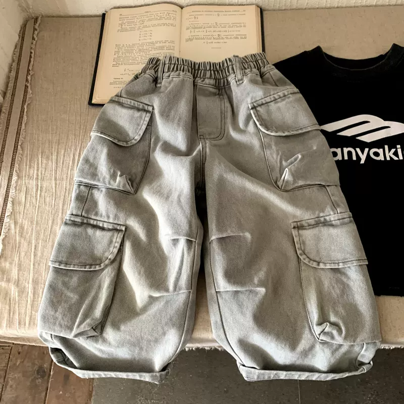 男童秋季工装牛仔裤2025新款痞帅儿童春秋直筒长裤男孩宽松休闲裤