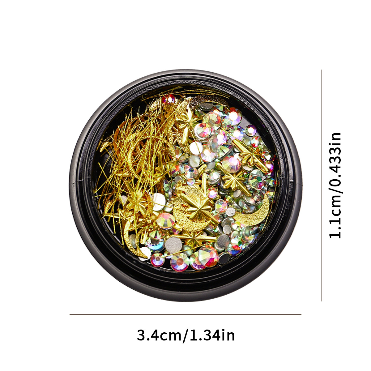 Nuevas joyas de manicura transfronterizas joyas de la luna de estrellas mezcladas caja de metal conjunto de cobre popular remaches accesorios de manicura