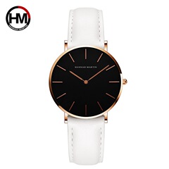 Japanese quartz waterproof watch for women, cross-border leather strap, student-style ladies watch