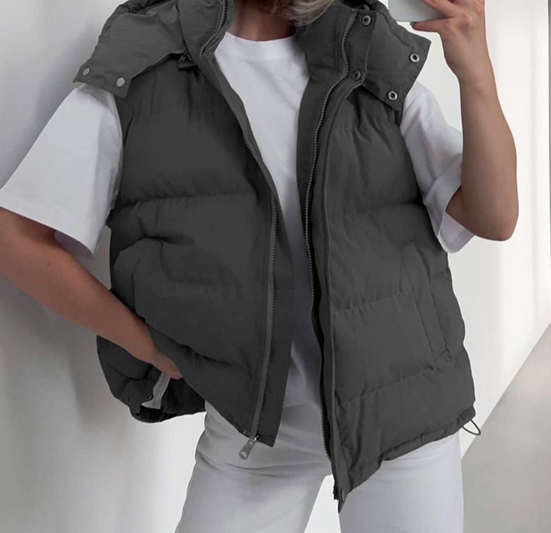 Women's Clothing autumn and winter new fashion trend hot girl street thick warm vest sleeveless cotton jacket_voghion.com