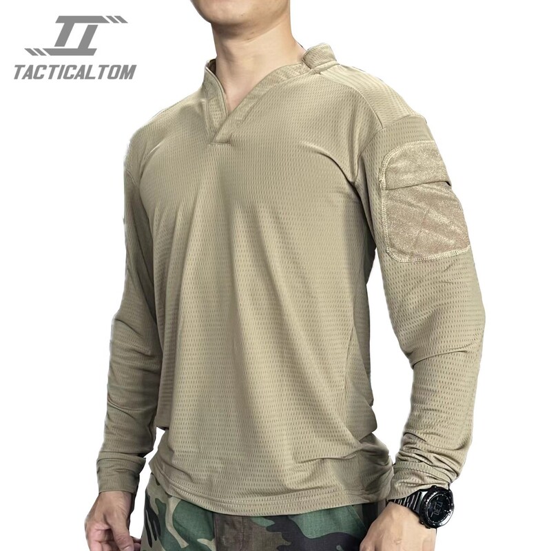 Tactical Tom Replica Khaki Sand Mud Color Rugby Shirt Quick-Drying Tactical Long-Sleeved T-Shirt Top