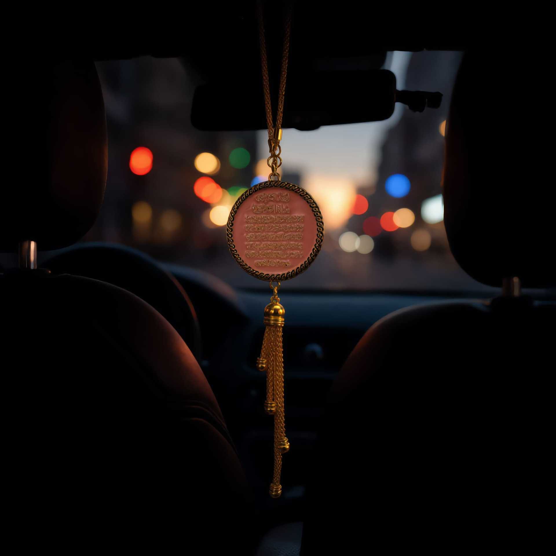 Cross-Border Southeast Asia Zinc Alloy Middle Eastern Style Multicolor Moon-Shaped Car Interior Rearview Mirror Hanging Ornament Car Decoration Factory
