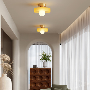 Middle Ancient Cream Style Bedroom Light Bay Window Balcony Entrance Corridor Glass Household Ceiling Light Cloakroom Corridor Light