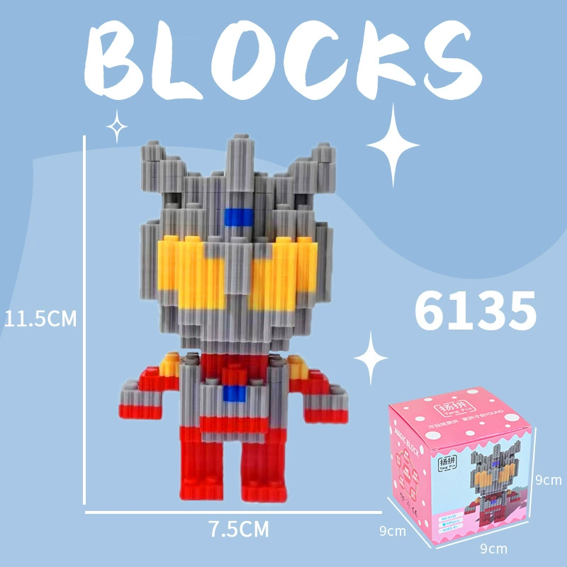 Cartoon Building Block Toy Set, Mini Constructor Doll, 9×9×9 cm, Assorted Character Designs
