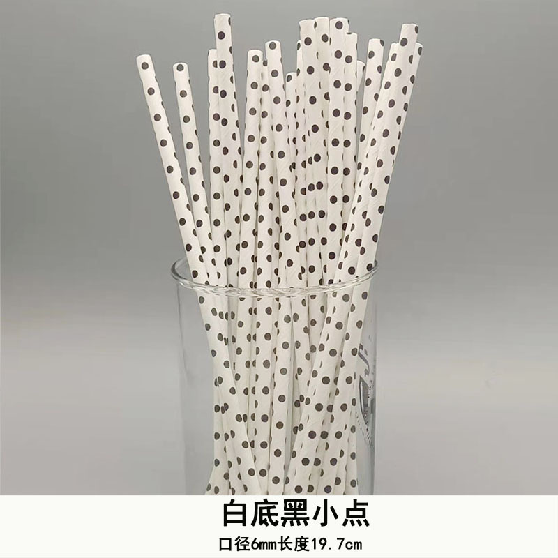Una gran cantidad de paja de papel desechable al por mayor paja de papel degradable en blanco y negro serie paja transfronteriza Amazon