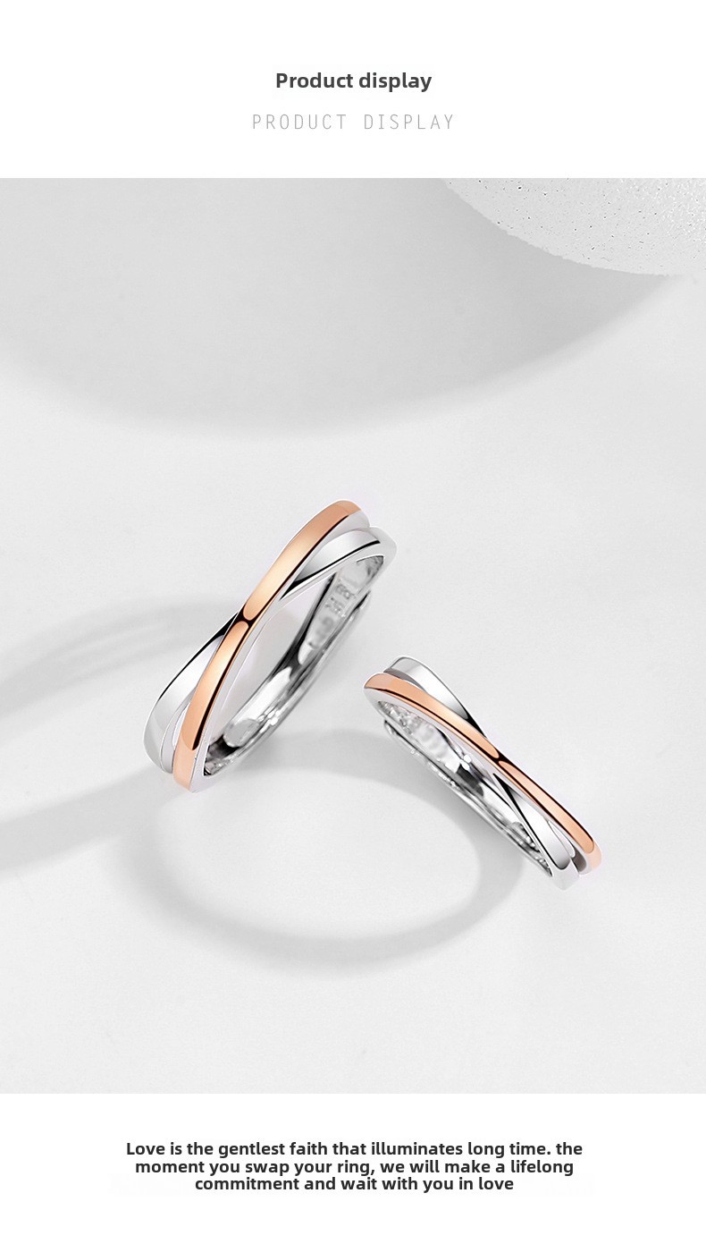 Mobius Couple Ring Sterling Silver Niche Design Adjustable Open Ring_voghion.com