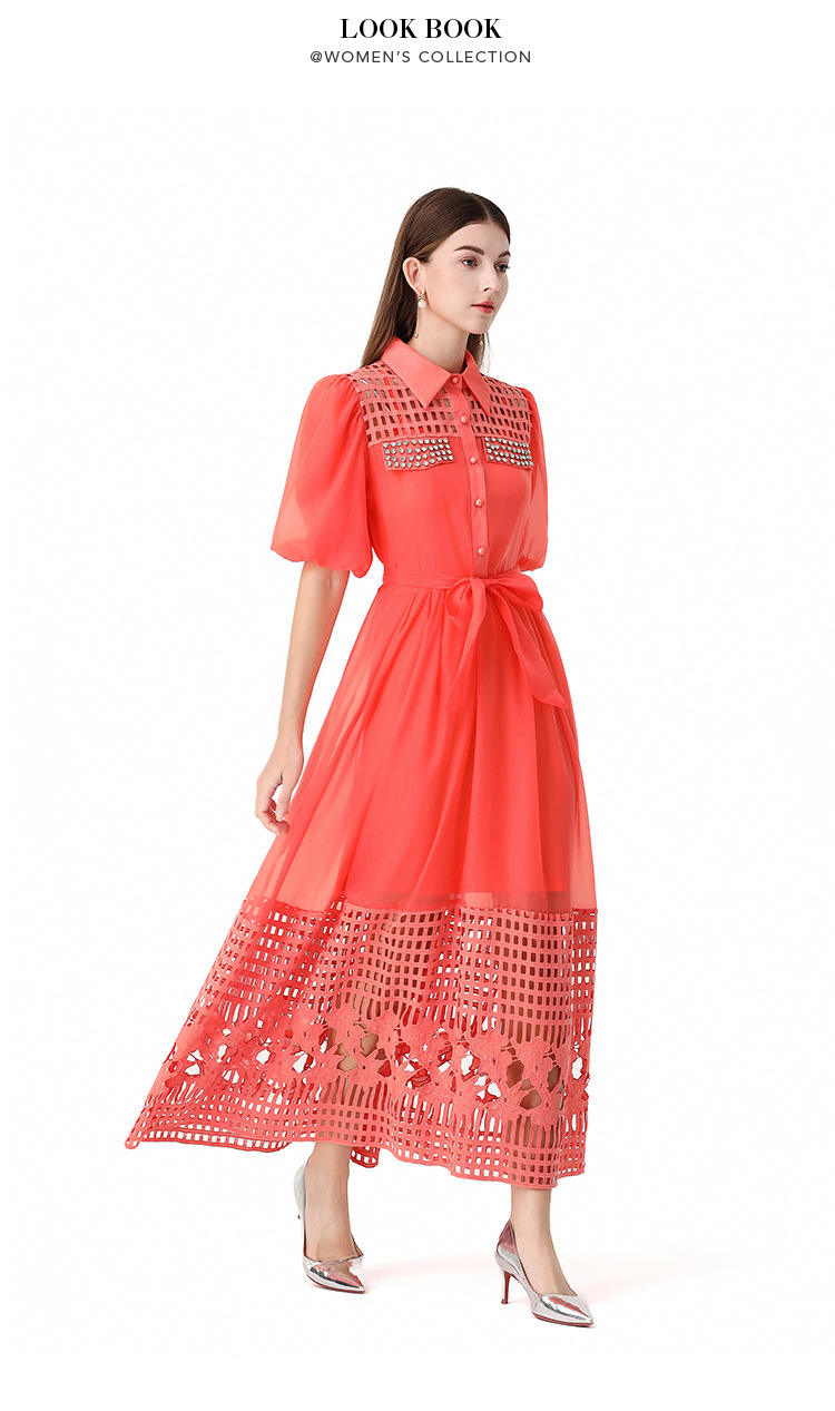 Women's Clothing Elegant Style Tie Waist Short Sleeve Women's Clothing Dress For Formal & Casual For Women_ecoleips.com