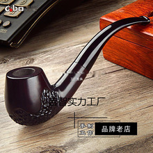 黑檀石楠木实木烟斗男士老式手工旱烟锅锅子弯式复古烟丝斗烟壶