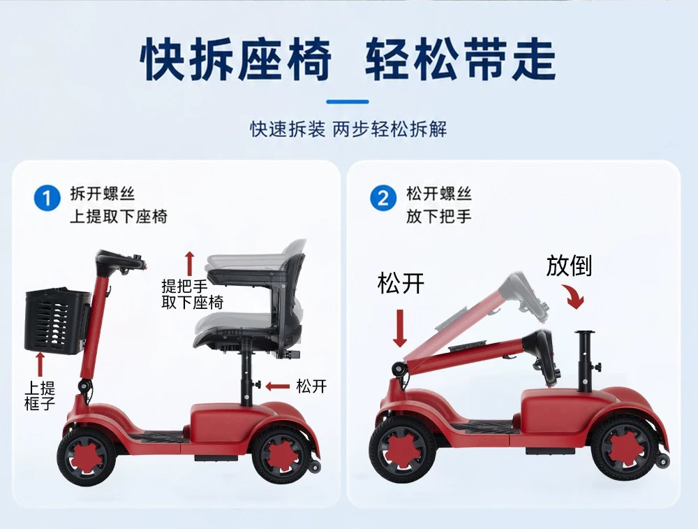 2026 New Model Elderly Mobility Scooter, Four-Wheeled Electric Vehicle for Adults, Foldable Small Electric Scooter for Seniors for Grocery Shopping