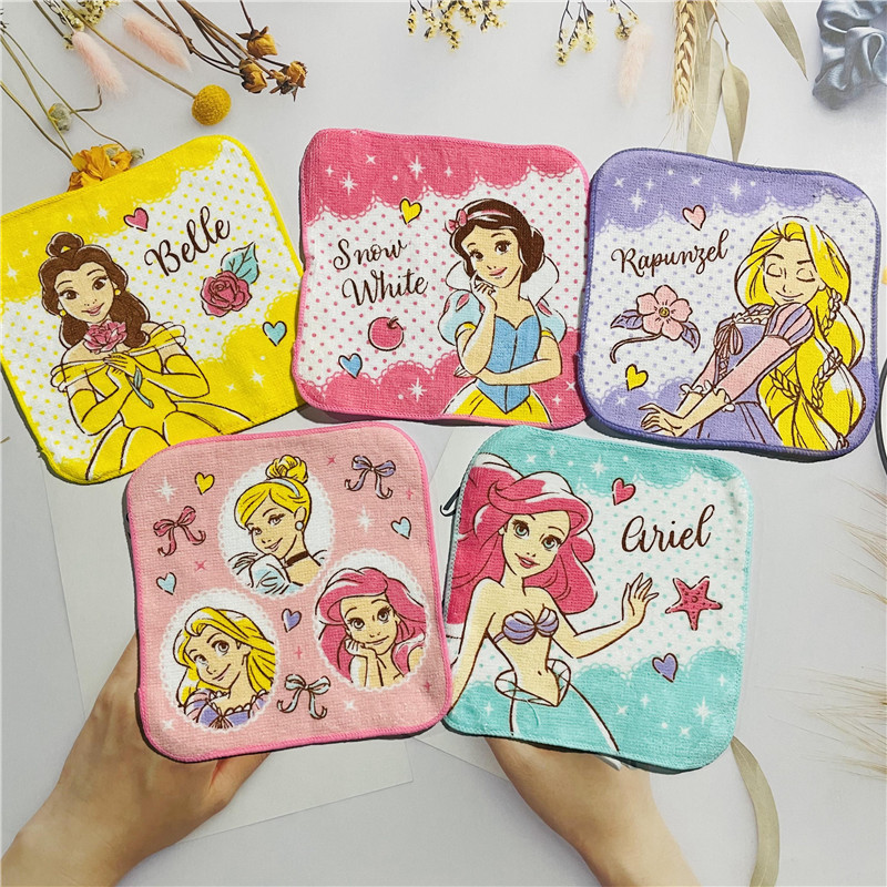 15*15 cartoon female treasure Princess small towel absorbent cotton small hand towel baby small square towel household saliva towel