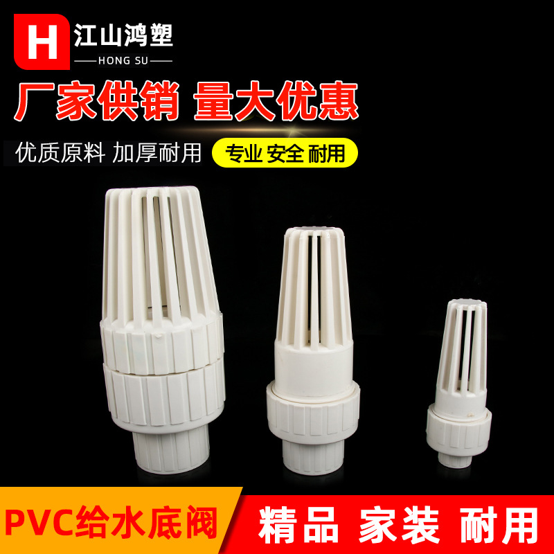 Válvula de retención de válvula de retención inferior de pvc 20-160 válvula de retención de pantalla de filtro de bomba de agua de alimentación de especificación completa