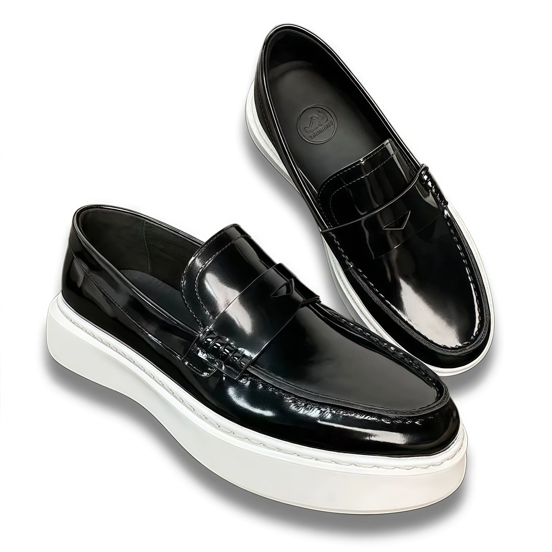 Men's shoes English style for leisure for leather shoes, high leather loafers, shoe covers, footwear platform