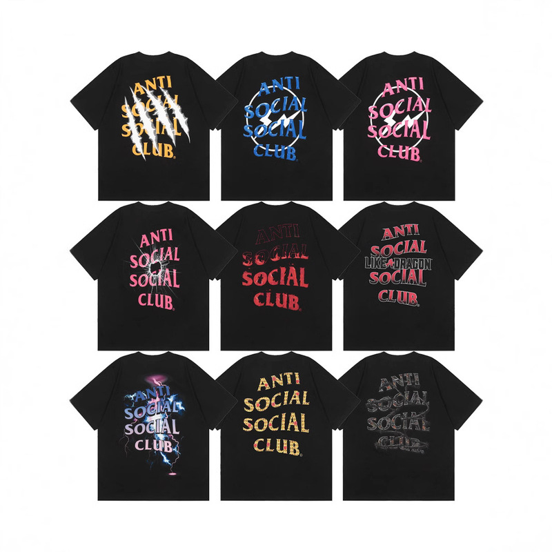 Correct Version Assc Club Cartoon Lightning Print Joint Round Neck Men's Pullover Couple Short-Sleeved T-Shirt Trendy Correct Version Assc Club Cartoon Lightning Print Joint Round Neck Men's Pullover Couple Short-Sleeved T-Shirt Trendy