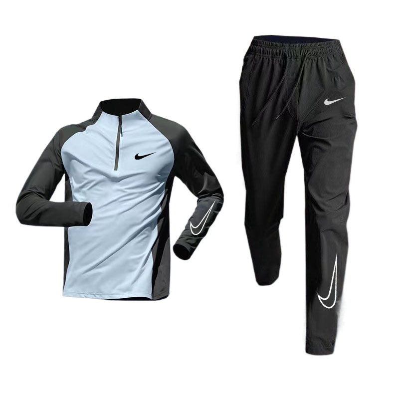アウトドアスポーツスーツ男性トレーニング服速乾上着半ファスナー長袖ズボン|undefined