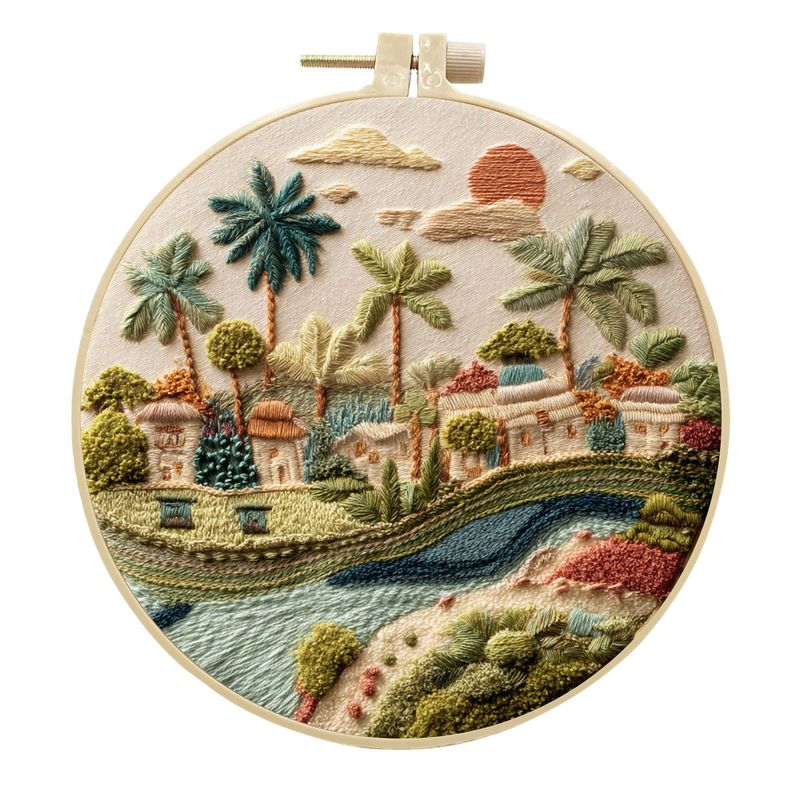 オリジナル先行販売クロスボーダー新製品刺繍 diy 風景手作り生地材料パッケージキットクリエイティブ手作り裁縫英語|undefined