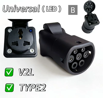 Energy Vehicle Discharging Gun Type2: Elektrikli avtomobil şarj stansiyaları - anti-theft-european-standard-female-connector-multi-function-b-with-indicator-light