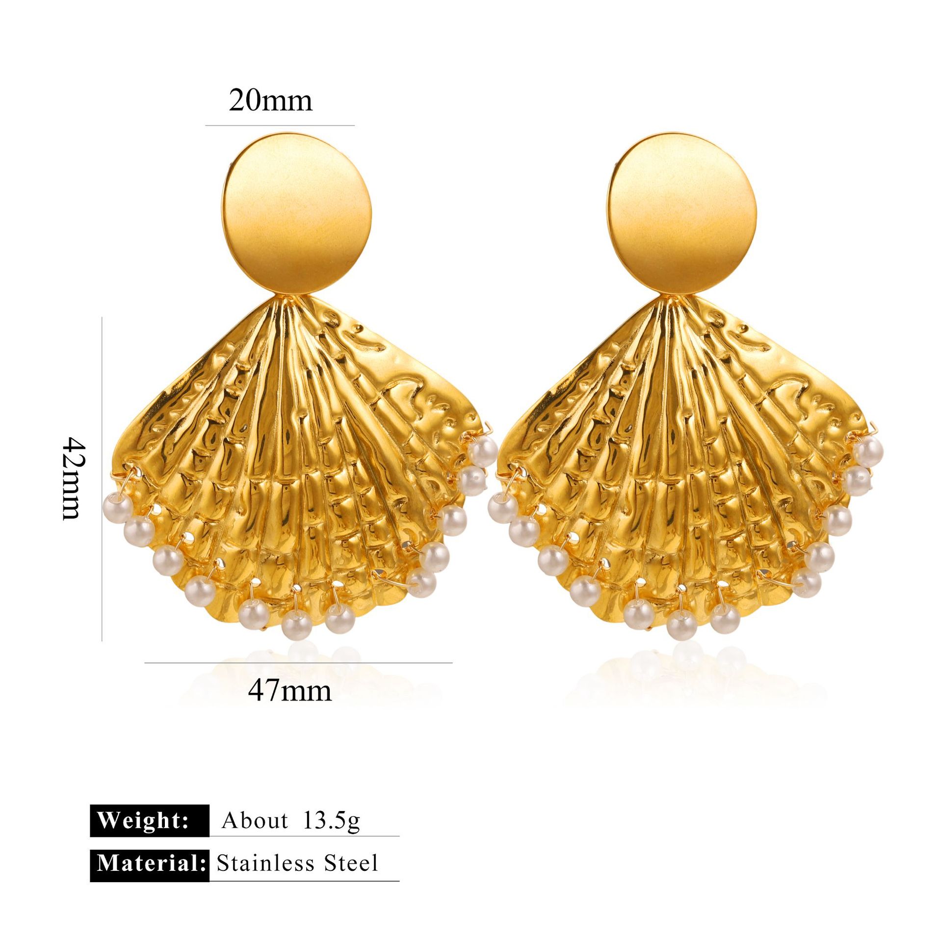 All Seasons Season 1 Pair Elegant Exaggerated Shell Plating 304 Stainless Steel Drop Earrings